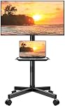 KKTONER Mobile TV Cart for 23 to 65 inch LCD LED Flat Screen/Curved TVs Floor TV Stand on Wheels with Height Adjustable Shelf Max VESA 400x400mm Rolling Floor TV Trolley Holds up to 88lbs