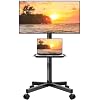 KKTONER Mobile TV Cart for 23 to 65 inch LCD LED Flat Screen/Curved TVs Floor TV Stand on Wheels with Height Adjustable Shelf Max VESA 400x400mm Rolling Floor TV Trolley Holds up to 88lbs