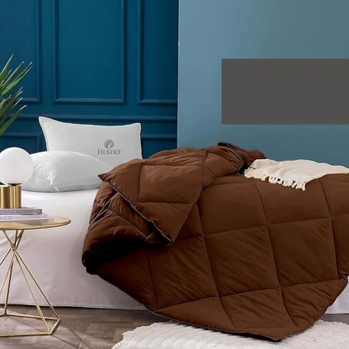 Image of Filbert 600 GSM Comforter for King Size | Super Warm Winter Quilt /Rajai | Thick Microfiber Blanket with Cloud-Soft Fill | Luxury Bedding for Winters - 92x106 Inch | Chocolate Brown