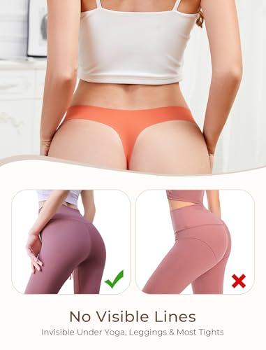 voenxe Seamless Thongs for Women,No Show Ladies Underwear,Invisible Comfortable Panties,Low Rise Gym Workout Undies,5 Pack2