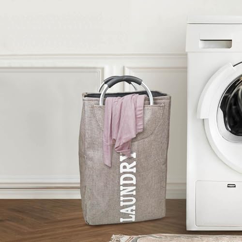 Image of KYLO Efficient Laundry Bag| No Fuss, Superior Steel Handles| Rubber Covering to Support Fingers| Multiple Colors - Goes Well With The Decor - 82 L, Brown