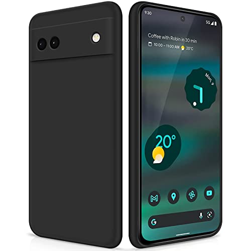 GiiYoon Funda para Google Pixel 6A, Case de Silicona Suave de TPU Funda Protector de Goma Fexible Prueba Liviano y a Delgado de Golpes Antirrayas para Teléfono, Negro