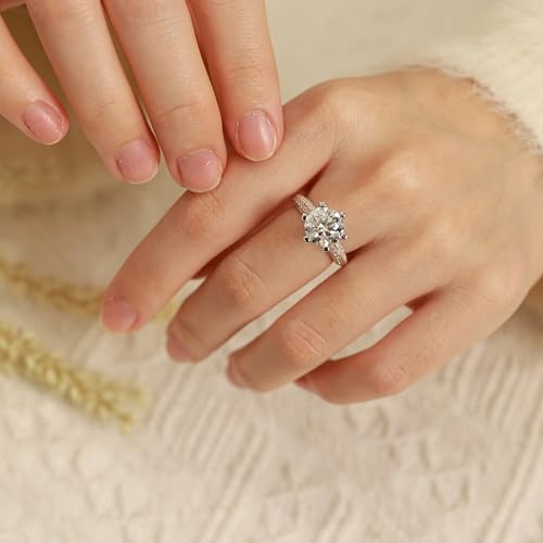 FANCIME Moissanite Engagement Rings for Women Sterling Silver Engagement Ring Moissanite Promise Rings for Her,Wedding Bands Moissanite Rings 1/3/5CT2