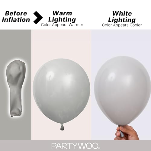 Image of PartyWoo Gray Balloons 140pcs Different Sizes Pack of 18 12 10 5 Inch Matte Gray Latex Balloon Arch Kit for Baby Shower Graduation Wedding Anniversary Birthday Party Decorations Gray-Y71