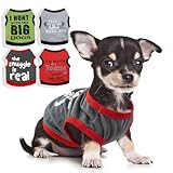 4 Pieces Dog Shirts Dog Clothes for Small Medium Dogs Boy Doggie Tshirt Outfits Puppy T-Shirt for Chihuahua Mini Dachshund French Bulldog (Medium)