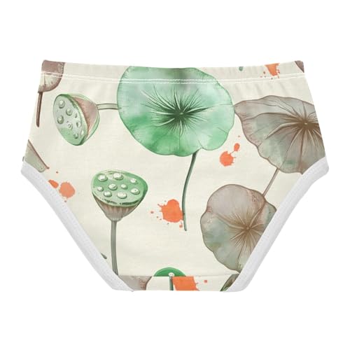 Toddler Underwear Custom 2t Cotton Little Girl Panties Pattern Kids Briefs Undies Lotus Leaves Sage Green Earthy2