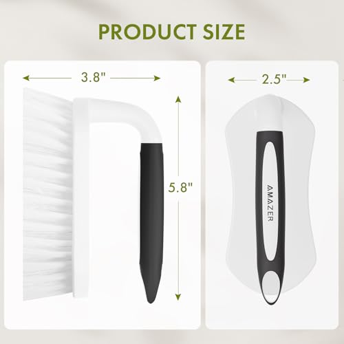 Image of Amazer Scrub Brush for Cleaning Comfort Grip Shower Scrubber Stiff Bristles with Handle Heavy Duty Cleaner Brush for Tub Sink Carpet Floor - Pack of 2 (Black+Black)