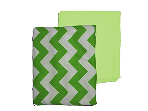 Baby Doll Bedding Chevron Round Crib Sheet Set, Green, 2 Piece