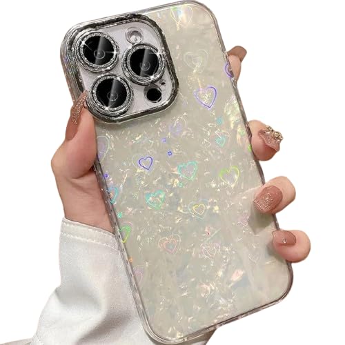 Image of PEEPERLY Back Cover Case for iPhone 13 Pro Max Soft TPU, Shockproof Protective Laser Love Heart Glow Edition Case for Girls & Women