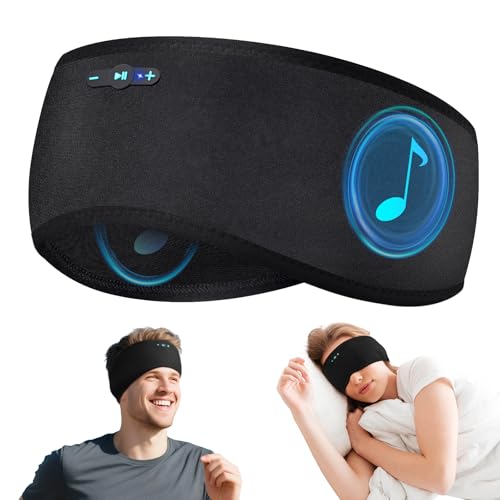 Sleep Headphones Bluetooth 6.0 Headband, 20Hr Headband Headphones with HD Stereo Speakers, Sports Wireless Earphones for Side Sleepers Workout Yoga Travel Meditation, Gifts for Women Men,Black