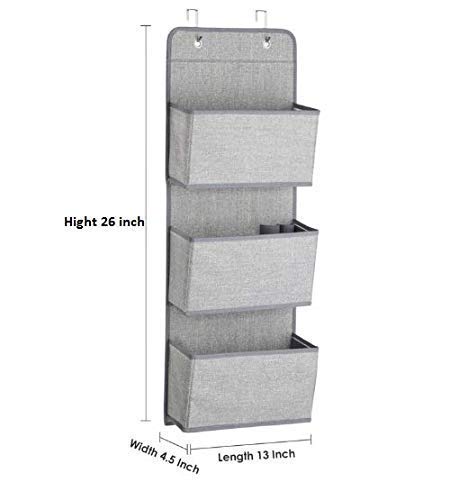 ALMAND MALL Wall Hanging Closet Organizer, 3-Pockets Wardrobe Storage Bag Wall Mount/Over Door Storage Rack