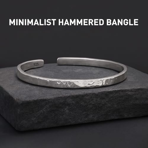Pulsera minimalista de plata esterlina 925 martillada 4mm miniatura 2
