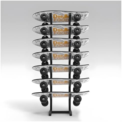Metal Floor-Standing Display Rack for Skateboards and Skis - Space-Saving Organizer for Sports Equipment Storage(Black-A-25X25X119 Cm)