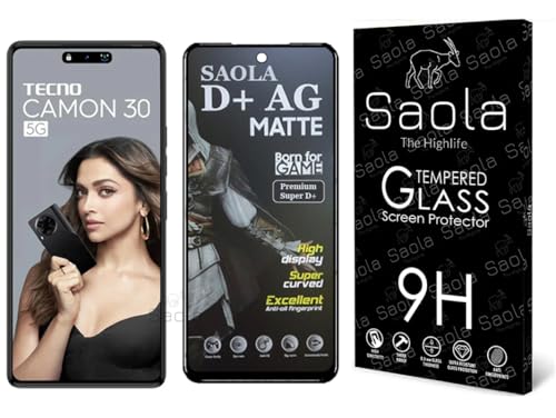 Image of Saola Anti-Glare Matte Screen Protector for Tecno Camon 30 5G | Smooth Touch Finish, 9H Strength Glass, Full Coverage, Bubble-Free Installation Kit | Quick & Easy Application | Pack of 1