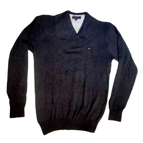 Mens Jumper Black V-Neck Tight Knit Size L-picture-59