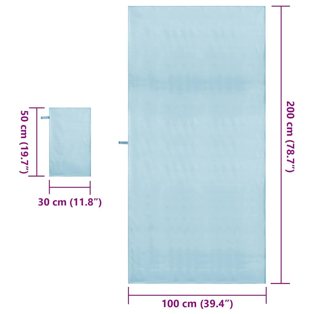 Lot de 2 serviettes de sport bleues en microfibre à séchage rapide et absorbantes pour salle de sport, camping, piscine, bien-être, voyage et confort de salle de bain