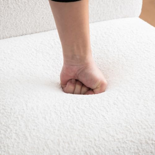 Set di 2 poltrone imbottite con gocce di pioggia egiziane in tessuto avorio con gambe in legno massello, sedia senza braccioli per soggiorno, camera da letto, sala d'attesa