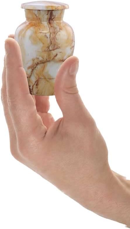 Small Keepsake Cremation Urns for Human Ashes - Marble Finish Metal Keepsake Urn - Mini Cremation Urn for Pet Ashes - Handcrafted Memorial Urn - Funeral Urns with Velvet Bag (Monalisa) - Image 9