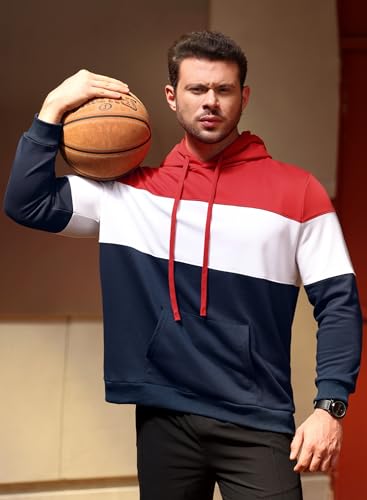 Mainfini Men's Color Block Hoodie Long Sleeve Casual Hooded Sweatshirt with Kangaroo Pocket (S-XXL)3