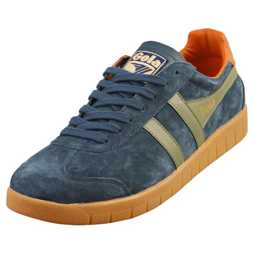 Image of Gola Men's Hurricane Suede Navy /Khaki /Moody Orange /Gum 9 Medium