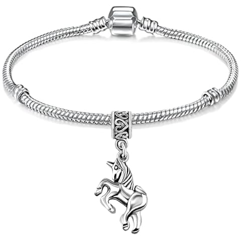 Girls Silver Charm Bracelet with Unicorn Pendant Cover