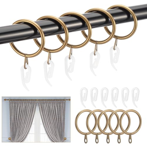 Roxanex 45 Stück Metall Vorhangringe und Haken Innendurchmesser 30mm Leise Ringe für Gardinenstangen Duschvorhänge Vorhänge Vorhänge Vorhänge Antik Messing