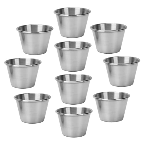 10Pcs Stainless Steel Ramekin Cups Deep Dipping Sauce Dishes for Sauces Snacks Stackable Kitchen Storage Each