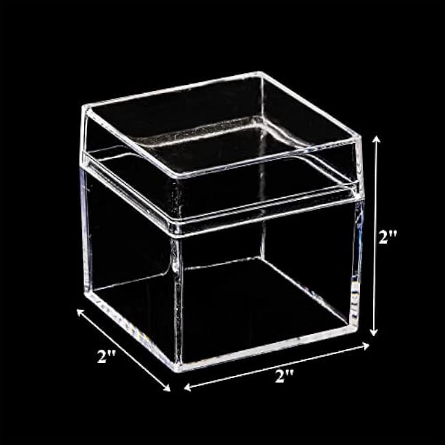 Okllen 36 Pack Acrylic Boxes with Lid, Clear Square Cubes Treat Gift Boxes Candy Storage Container for Candy, Little Trinkets, Jewelry, Party Favor, 2''x2''x2''/5x5x5CM