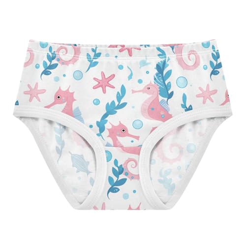 Wusikd Seahorses Fish Girls' Underwear Cotton Pink Blue Girls Briefs Soft Toddler Underwear 2T