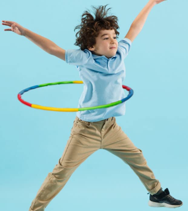 Hula Hoop for Kids (Pack of 3), Adjustable Size Hoola Hoop Toy for Exercise, 8 Section Detachable Hoola Hoops, Playground Toys for Outdoor Fun, Birthday Party Favors for Boys and Girls (Pack of 3)