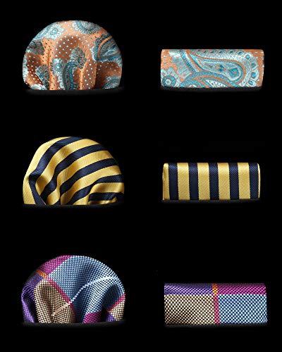 Image of HISDERN Mens Ties and Pocket Square Set Business Elegant Ties for Men Classic Lot 3 Pcs Wedding Party Neckties & Handkerchief