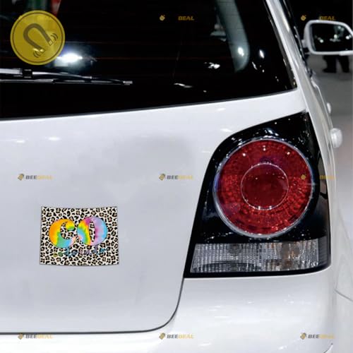 Calcomanía magnética holográfica con estampado de leopardo de la bandera del estado de Colorado, paquete de 2 calcomanías reflectantes de 4 pulgadas, 5 pulgadas, para puerta de camión, nevera