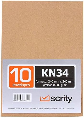 Envelope Kraft Natural 80g 240x340 Pacote com 10 Unidades Scrity ...