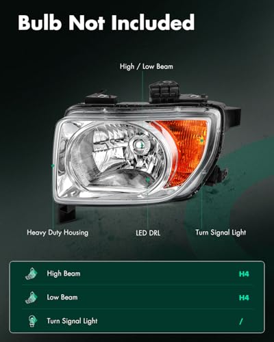 Image of SCITOO Headlight Assembly Fit 2003-2006 For Honda Element Black Housing Amber Reflector Pair Headlights 33151-SCV-A01