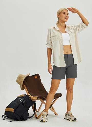 Willit Short feminino de golfe para caminhada, cargo de secagem rápida, shorts esportivos casuais de