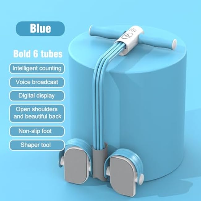 Multifunctional Pedal Puller Resistance Rope Multifunction Tension Rope Elastic Sit Up Equipment with 6-Tube Rope Abdominal and LegTrainer Yoga Tension Rope for Abdomen, Waist