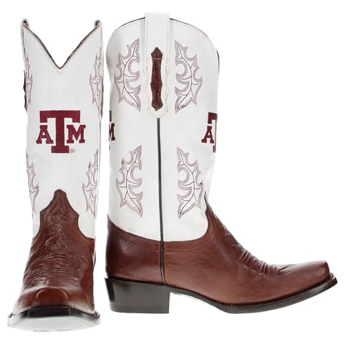 Image of Vaccari Men's Brooks Genuine Smooth Ostrich Leather NCAA Athletics Embroidery Western Cowboy Boots
