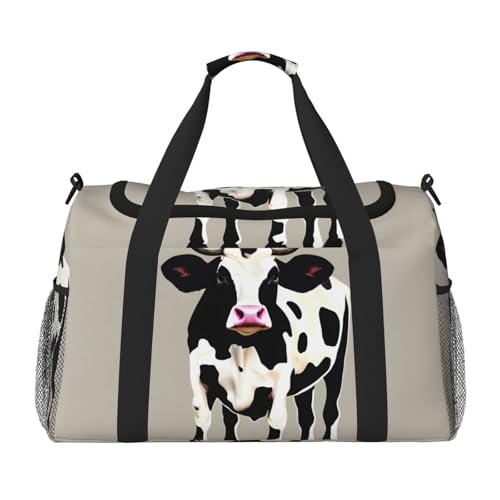 Sac de sport noir motif vache compact pour glisser facilement sous le siège