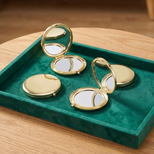 Hemobllo 4pcs Portable Gold Compact Double-Sided Mirror for Women, Lightweight Aluminum Travel Makeup Pocket Mirror with Smooth Opening and Stable Hinge, for Outing and Office Use - Image 6