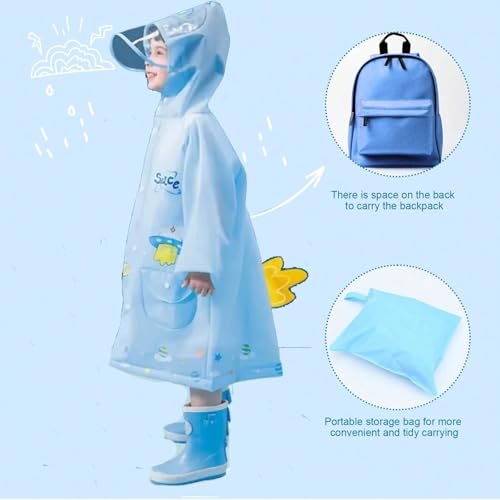 Image of Bold N Elegant 3D Kids Cartoon Soft Luxurious Waterproof Raincoat Rain Jacket Rain Suit with Backpack Space and a complimatory Storage Pouch for Kids Boys n Girls
