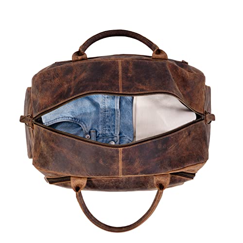 KomalC Leather Travel Duffel Bags for Men and Women Full Grain Leather Overnight Weekend Leather Bags Sports Gym Duffle2