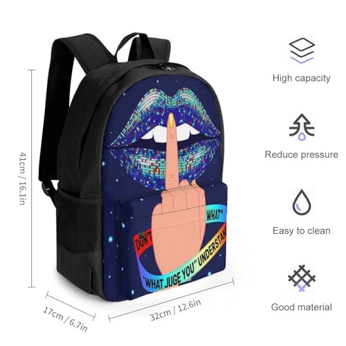Supdreamc Lightweight Rucksacks for Climbing Outdoors Walking Cycling - Large Capacity Anti-Theft Multipurpose Carry On Bag, Autism Puzzles Lip Blue Art Camping Outdoor Backpack2