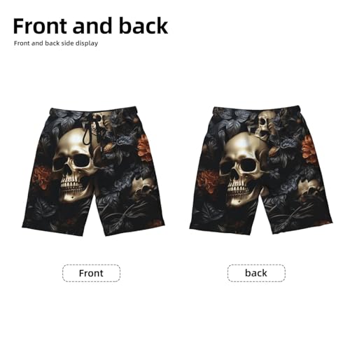 Boys Swim Trunks Beach Board Shorts Summer Bathing Suits Teen Kids, Cool Death Skull Art Black2