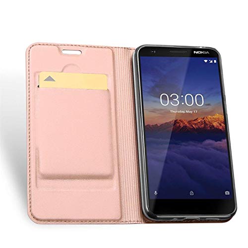 Verco Case compatible with Nokia 3.1, Flip Wallet Cover with Magnetic Closure for Nokia 3.1 Phone Case - rose gold - Image 3