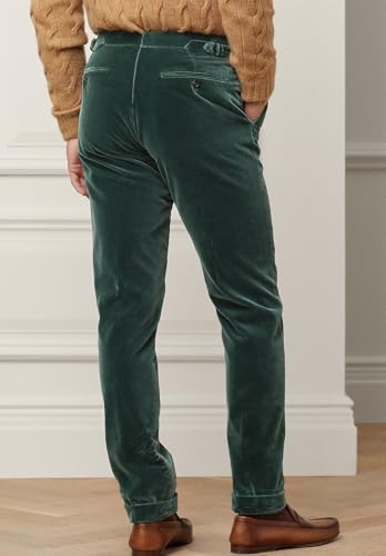 Men's Slim Fit Velvet Pants Flat Front Stretch Comfortable Trousers with Expandable Waist for Men4