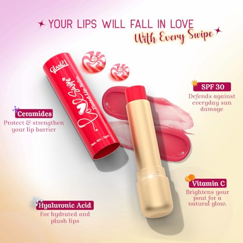 Image of Glam21 Love Swipe Tinted Lip Balm | Goodness Of Vitamin-C, HA, Ceramide & SPF 30 | Radiance Boost,Hydrated Lips, Repair The Lips & UV Defense - Lush Plum & Pink Marshmallow |3gm Each -Combo Pack Of 2