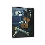  Phyrek123 Pablo Picasso Impressions d\'art encadrées Le vieux guitariste aveugle Reproductions de Tableaux célèbres Décoration murale sur toile encadrée noire 20x30cm Cadre noir