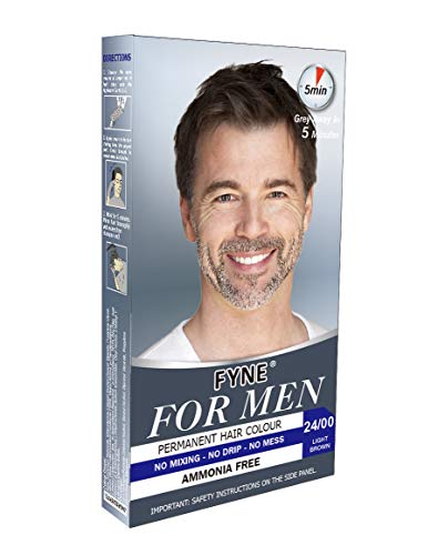 FYNE - Light Brown Permanent Hair Colour | Grey Hair Colouring for Men with Comb Applicator Included | Natural-Look Hair Dye | No Mixing Ready to Apply | Ammonia and Cruelty-Free