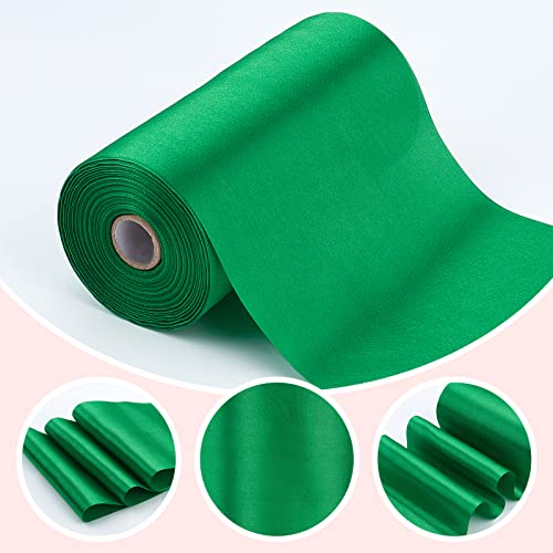 GORGECRAFT 27 Yards x 6 Inch Wide Double Faced Christmas Satin Ribbon Roll Green Polyester Solid Fabric Large Ribbon for Gift Wrapping Grand Opening Chair Sash Bouquet Bow Making Party Decoration - Image 4