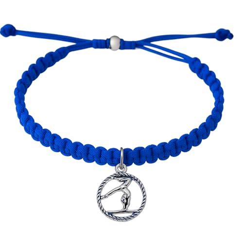 Image of Sportybella Gymnastics Charm Bracelet, Girls Gymnastics Jewelry, Girls Adjustable Rope Gymnastics Charm Bracelet for Gymnasts, Gymnastics Gift